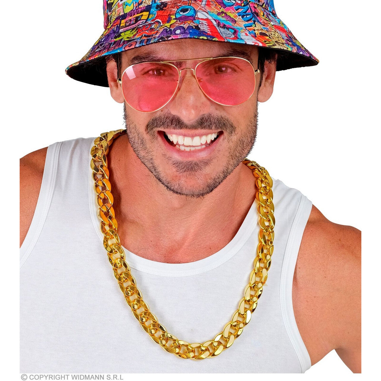 Op deze afbeelding zie je een Accessoires, van het merk Widmann. Dikke Vette Schakel Ketting Goud