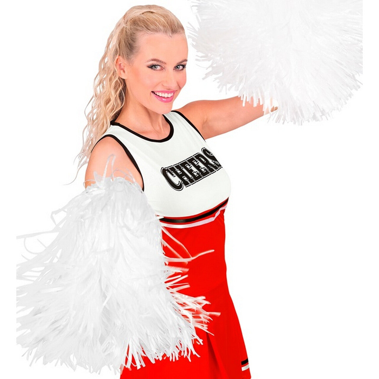 Op deze afbeelding zie je een Accessoires, van het merk Widmann. Cheerleader Pom Pom Wit 1 Stuk
