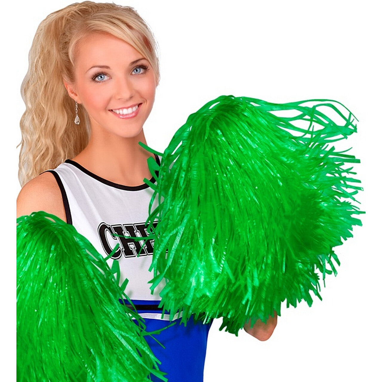 Op deze afbeelding zie je een Accessoires, van het merk Widmann. Cheerleader Pom Pom Groen 1 Stuk