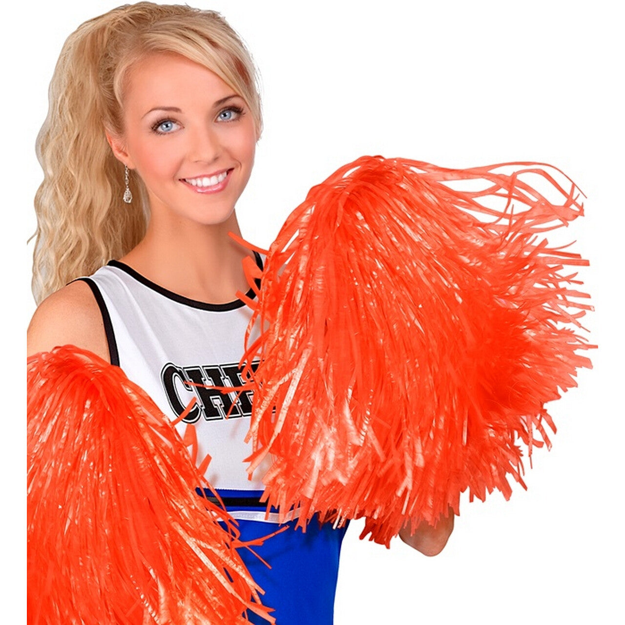 Op deze afbeelding zie je een Accessoires, van het merk Widmann. Cheerleader Pom Pom Oranje 1 Stuk