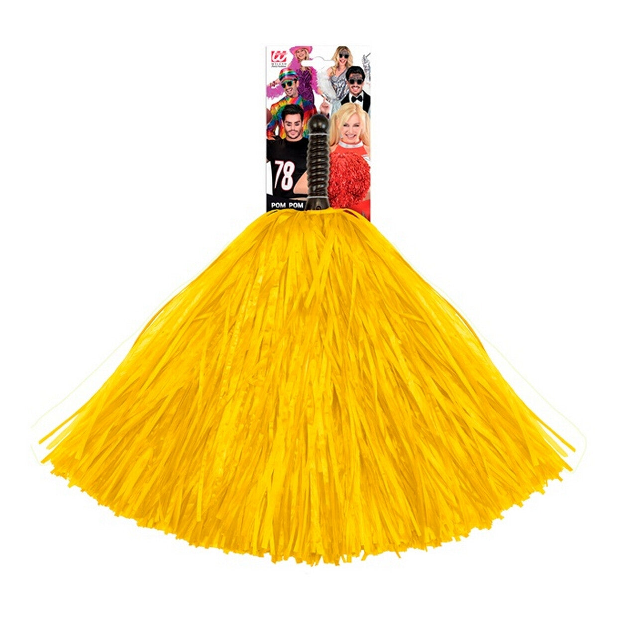 Op deze afbeelding zie je een Accessoires, van het merk Widmann. Cheerleader Pom Pom Geel 1 Stuk