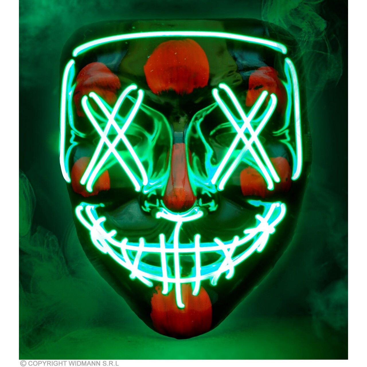 Op deze afbeelding zie je een Accessoires, van het merk Widmann. The Purge Masker Met Groen Licht