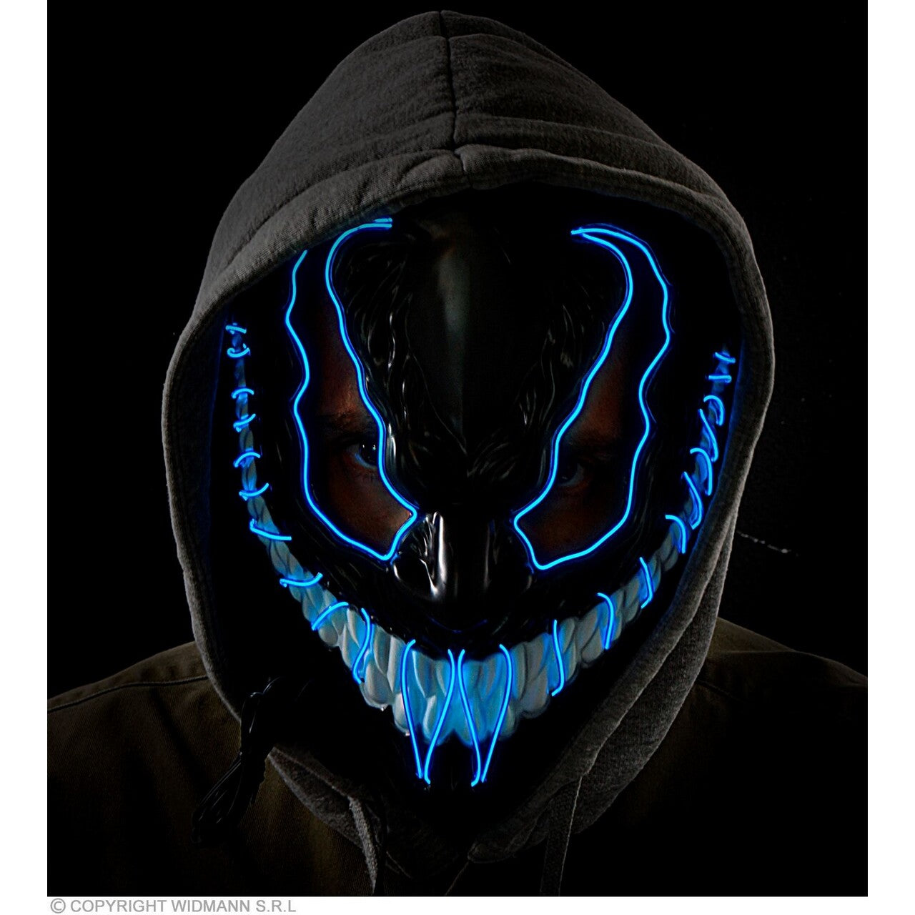 Op deze afbeelding zie je een Accessoires, van het merk Widmann. Masker Venom Monster Met Blauw Licht