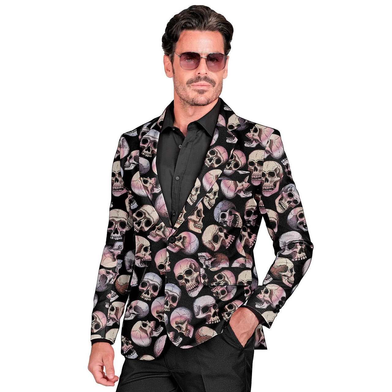 Op deze afbeelding zie je een Kostuums, van het merk Widmann. Skull Chic Colbert Man