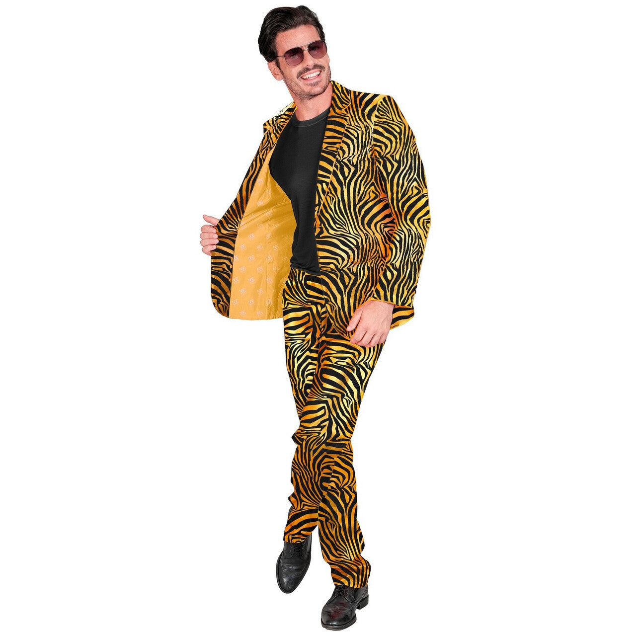 Op deze afbeelding zie je een Kostuums, van het merk Widmann. Goldy Safari Mega Pimp Man Kostuum