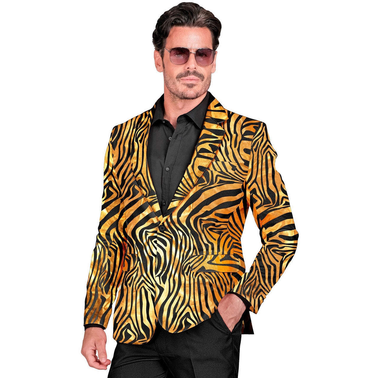 Op deze afbeelding zie je een Kostuums, van het merk Widmann. Gouden Wild And Out Colbert Man