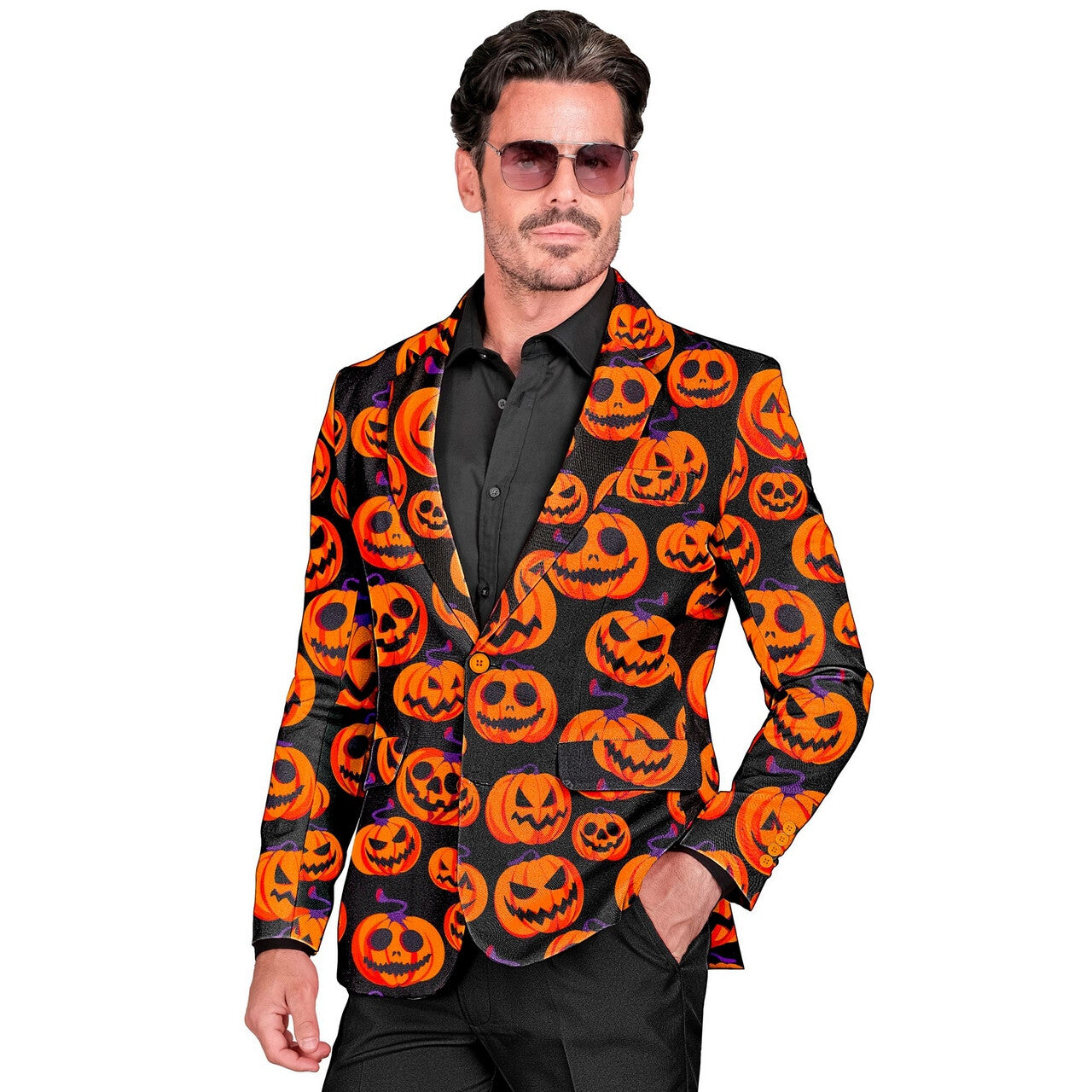Op deze afbeelding zie je een Kostuums, van het merk Widmann. Enge Halloween Pompoen Colbert Man