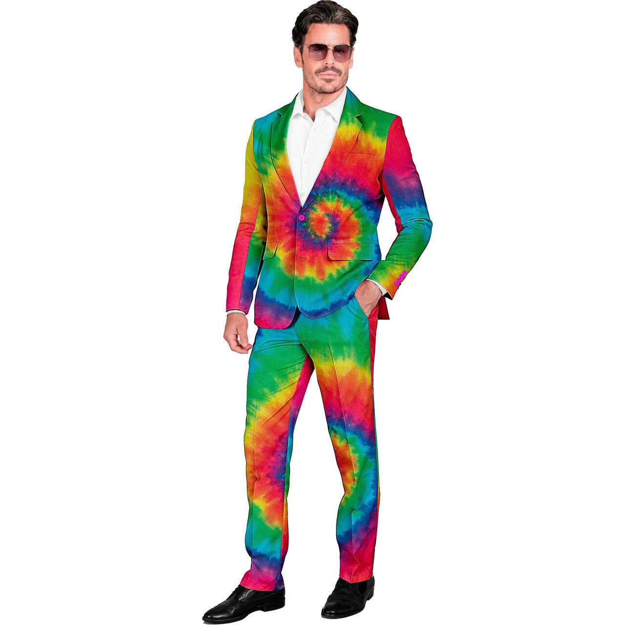 Op deze afbeelding zie je een Kostuums, van het merk Widmann. Fleurig En Kleurig Hippie Man Kostuum