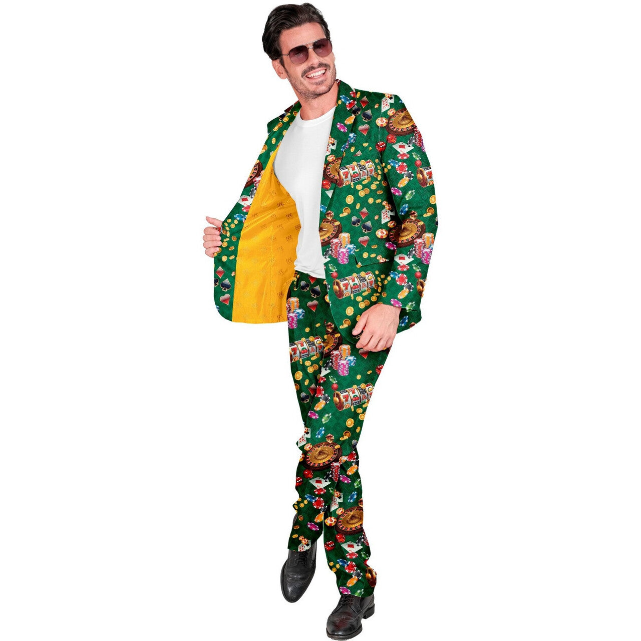 Op deze afbeelding zie je een Kostuums, van het merk Widmann. Jacky Jackpot Man Kostuum