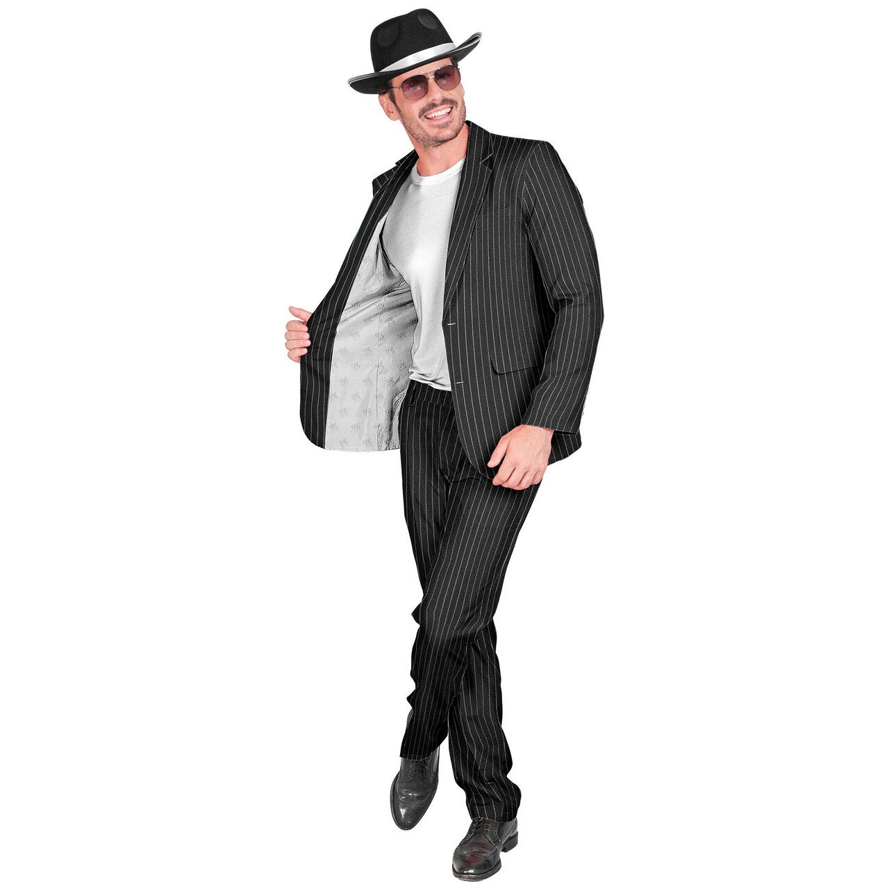 Op deze afbeelding zie je een Kostuums, van het merk Widmann. Gangster Maffiabaas Rocco Camorra Man Kostuum