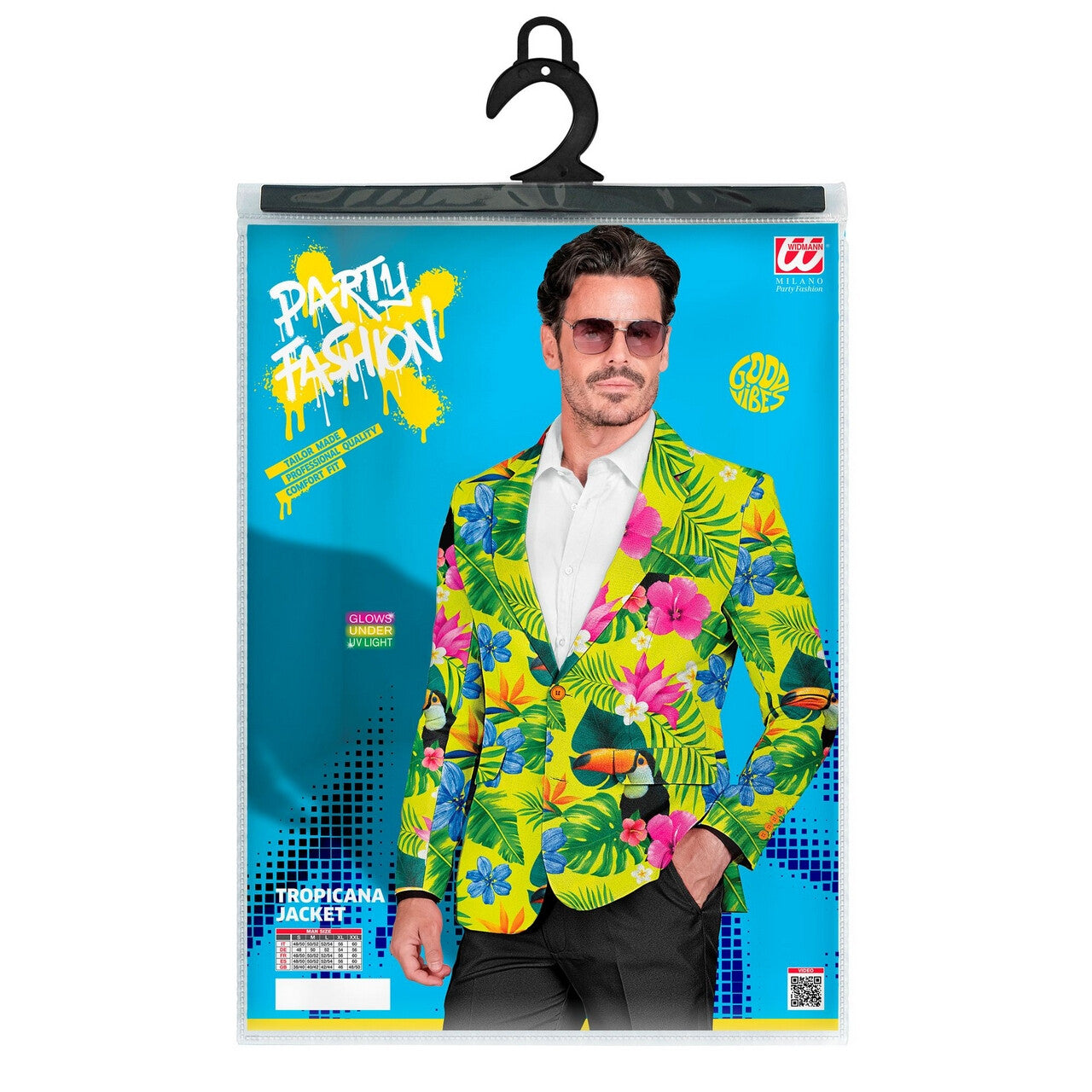 Op deze afbeelding zie je een Kostuums, van het merk Widmann. Tropicana Bloemen Colbert Man