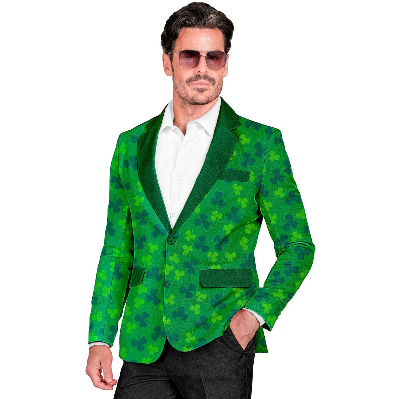 Op deze afbeelding zie je een Kostuums, van het merk Widmann. St Patricks Day Groen Colbert Man