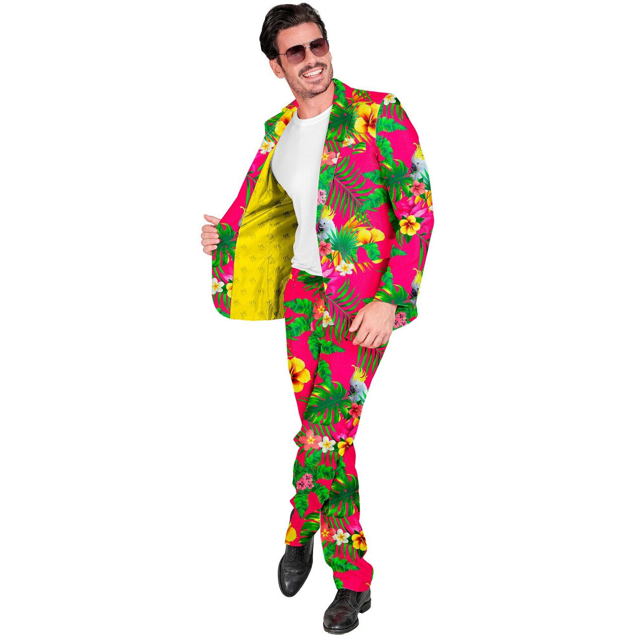 Op deze afbeelding zie je een Kostuums, van het merk Widmann. Copacabana Neon Party Roze Man Kostuum