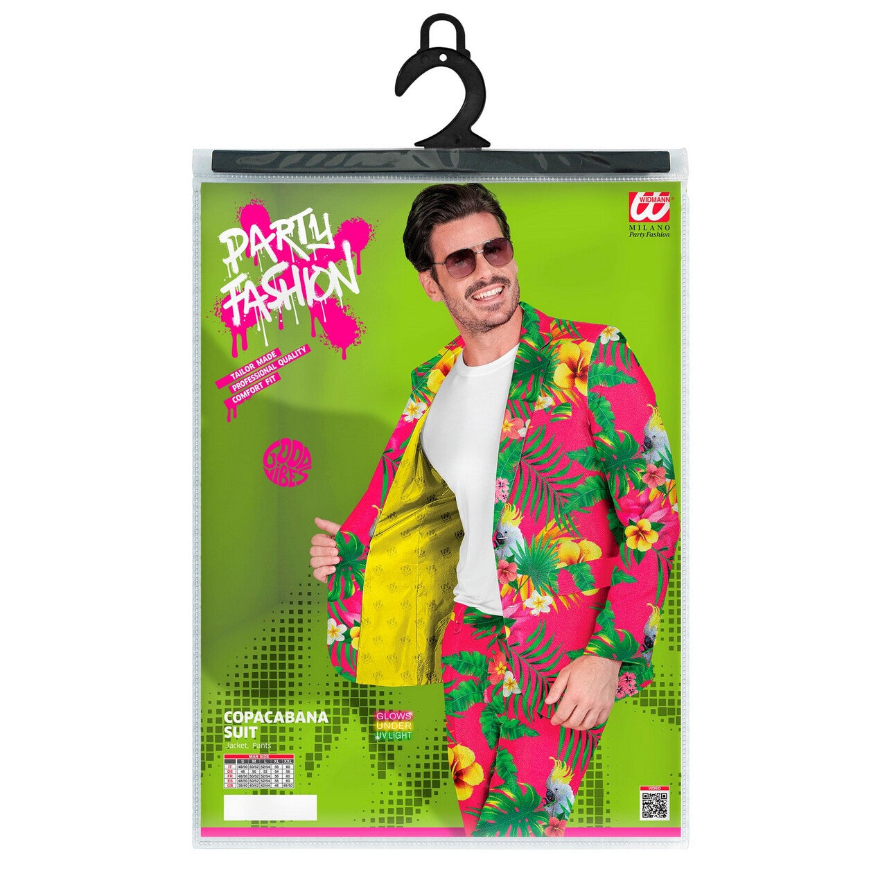 Op deze afbeelding zie je een Kostuums, van het merk Widmann. Copacabana Neon Party Roze Man Kostuum