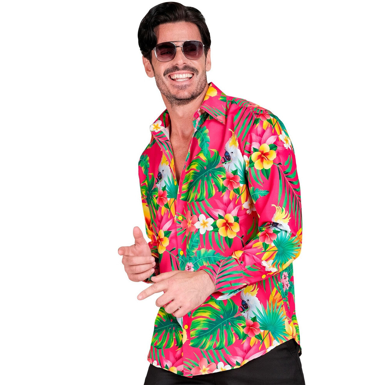 Op deze afbeelding zie je een Kostuums, van het merk Widmann. Tropical Beach Overhemd Roze Man