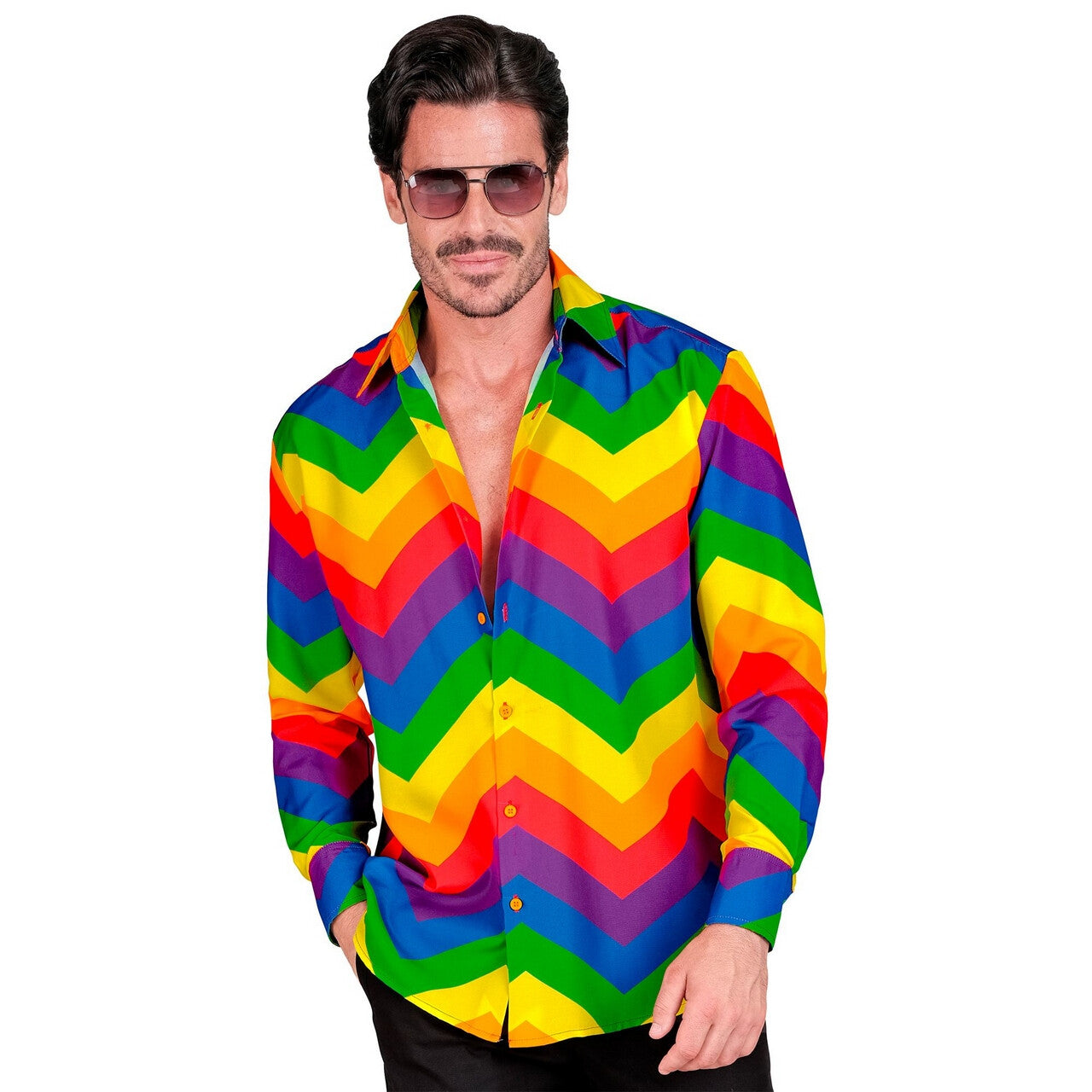Op deze afbeelding zie je een Kostuums, van het merk Widmann. Zig Zag Zack Party Overhemd Man