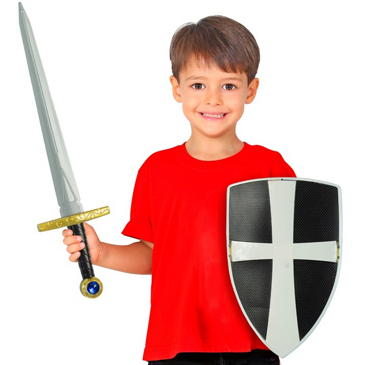 Op deze afbeelding zie je een Accessoires, van het merk Widmann. Kruisvaarder Set Zwaar En Schild