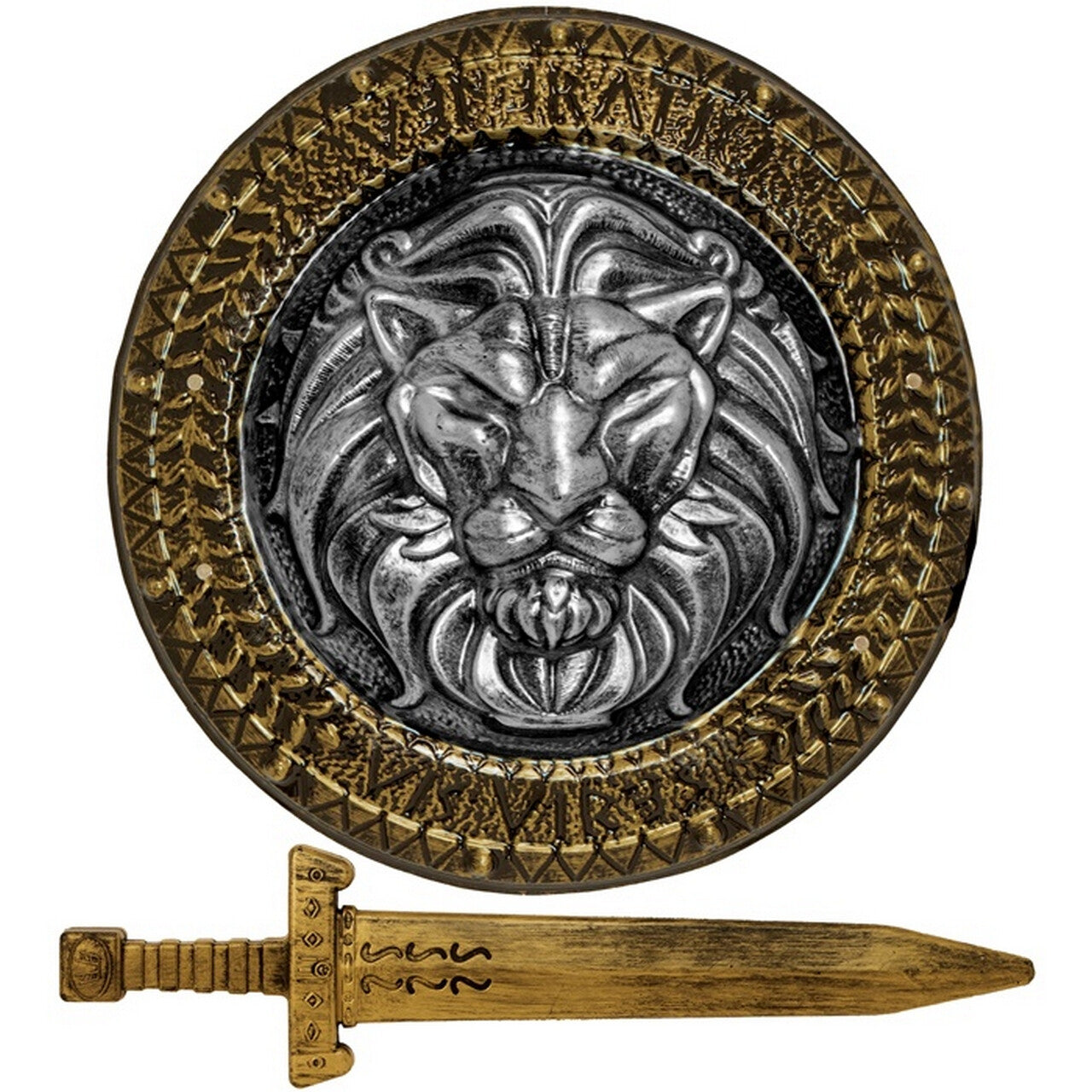 Op deze afbeelding zie je een Accessoires, van het merk Widmann. Heart Of A Lion Set Zwaard En Schild