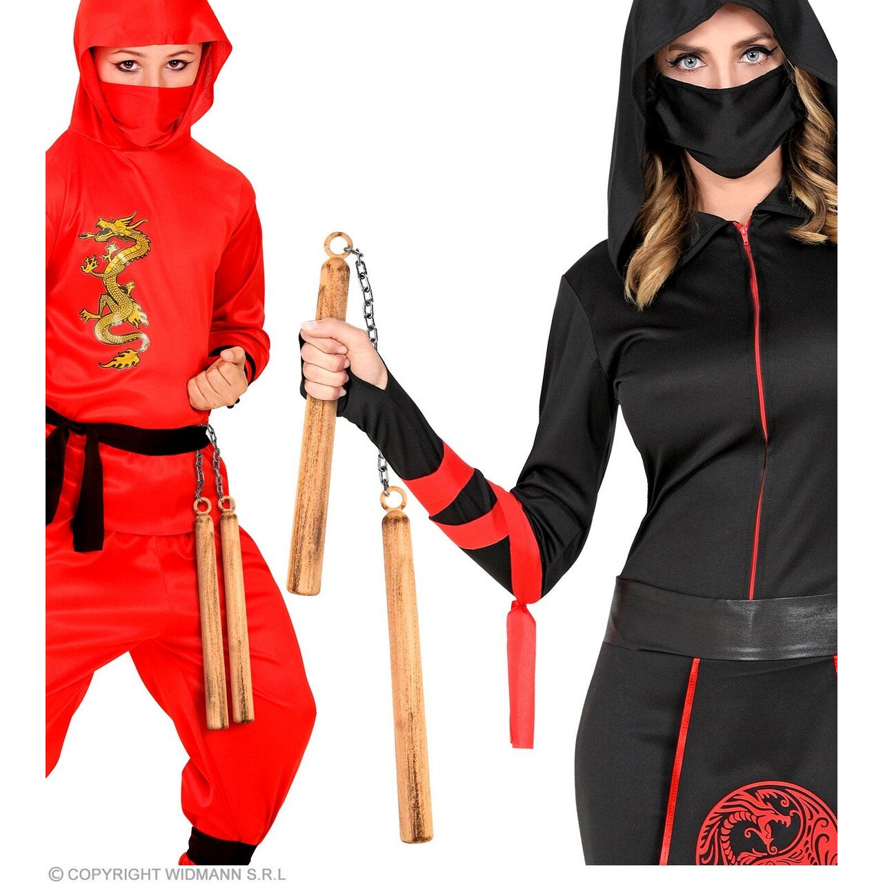 Op deze afbeelding zie je een Accessoires, van het merk Widmann. Ninja Nunchaku 30 Cm