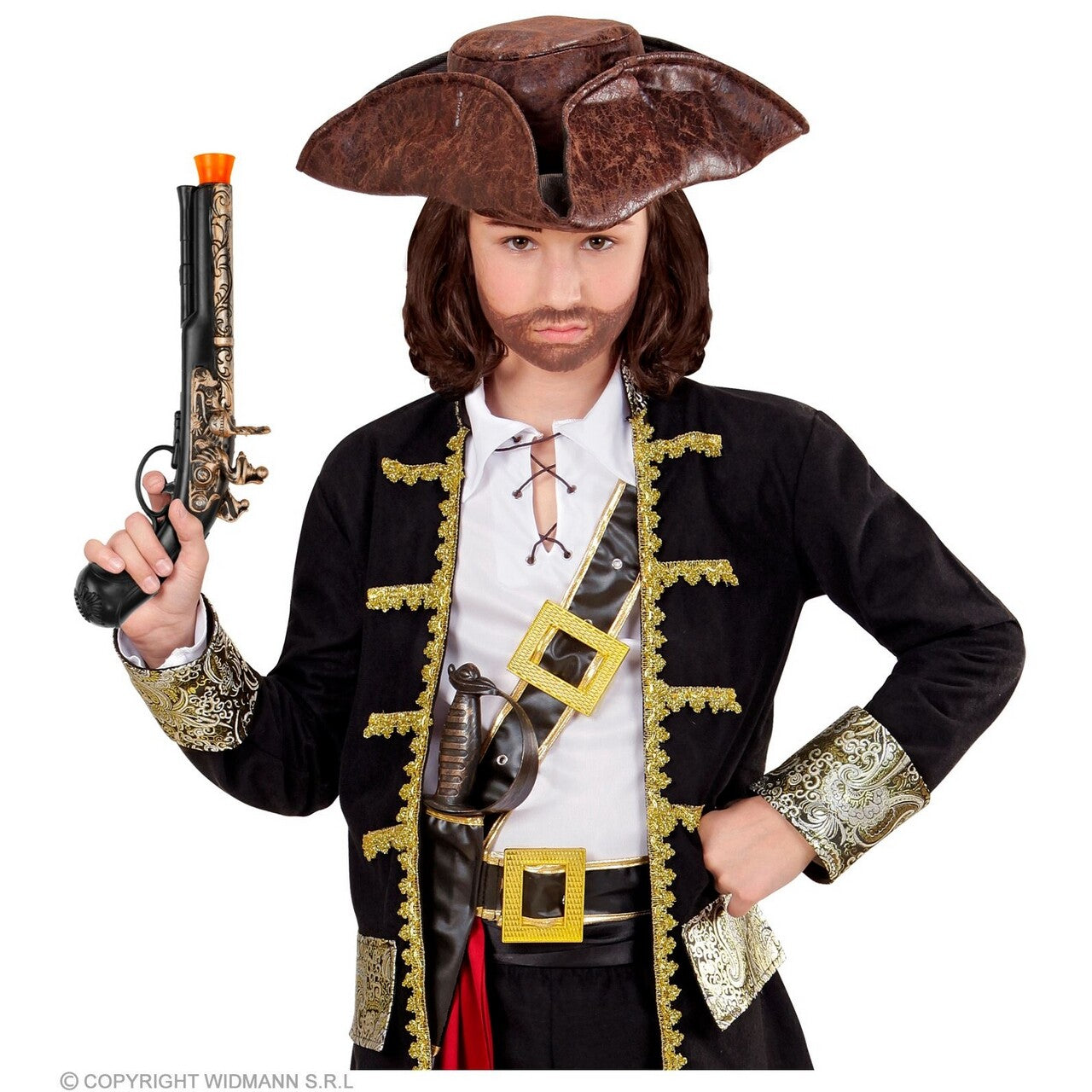 Op deze afbeelding zie je een Accessoires, van het merk Widmann. Klassiek Pistool Piraat 28 Cm