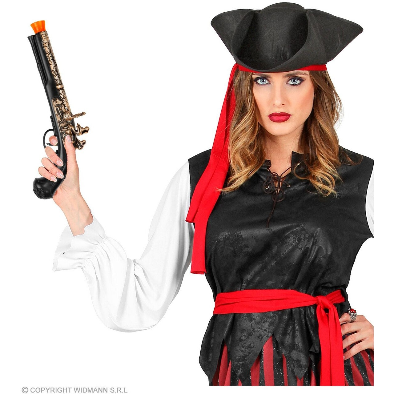Op deze afbeelding zie je een Accessoires, van het merk Widmann. Klassiek Pistool Piraat 28 Cm