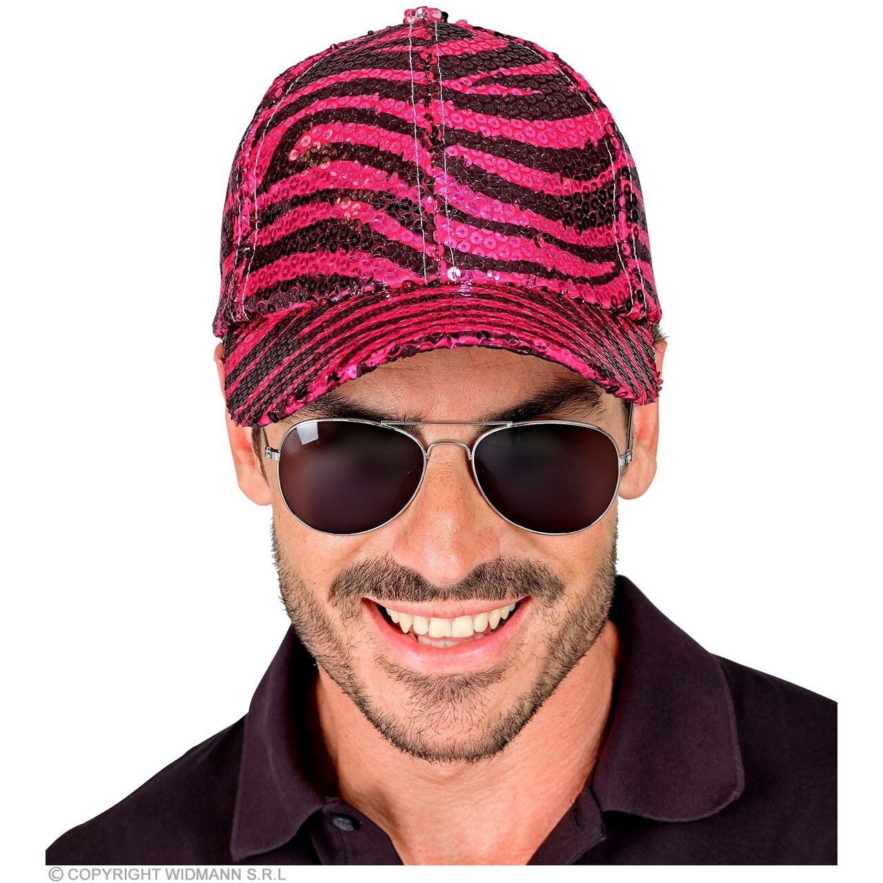 Op deze afbeelding zie je een Accessoires, van het merk Widmann. Pailletten Pet Roze Zebra