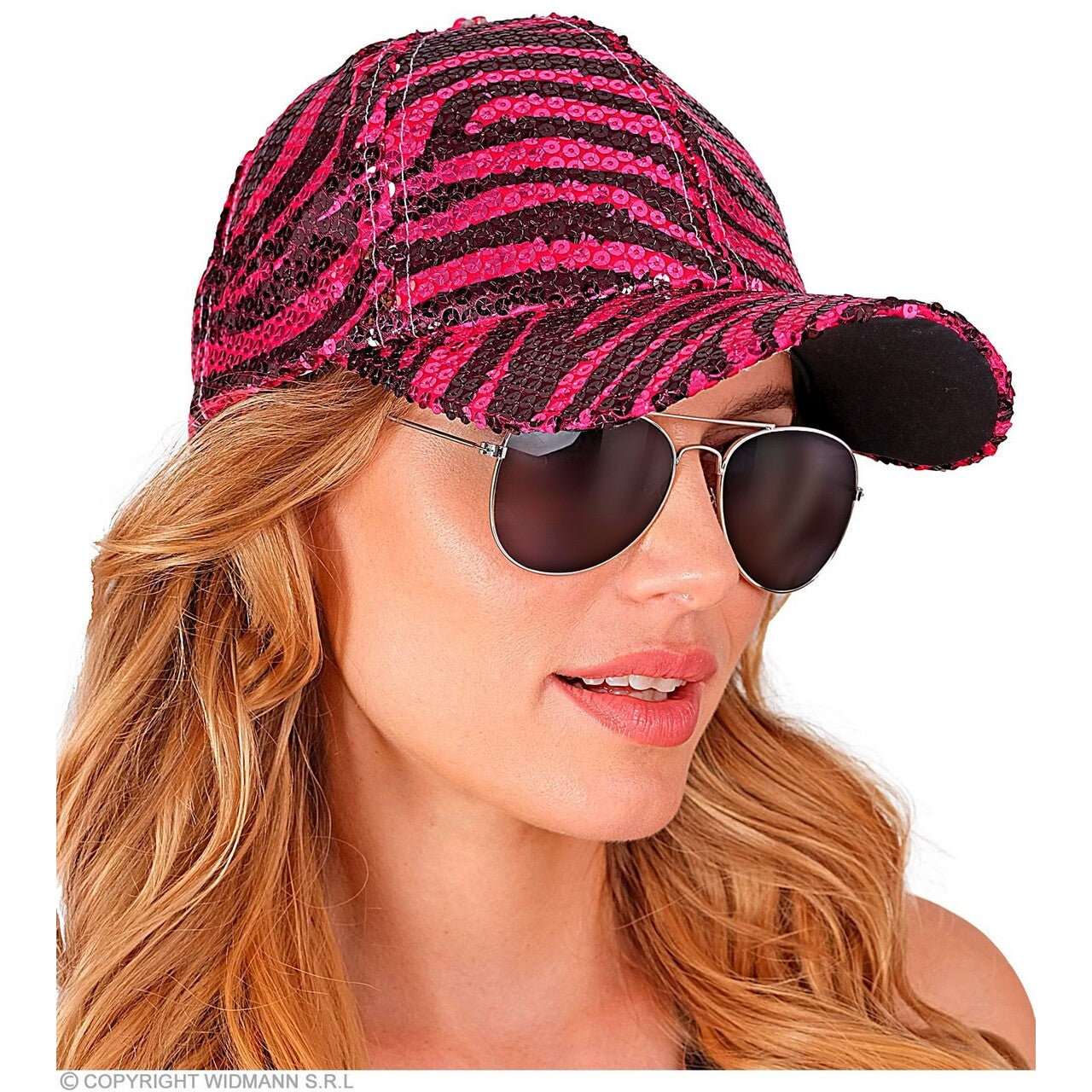 Op deze afbeelding zie je een Accessoires, van het merk Widmann. Pailletten Pet Roze Zebra