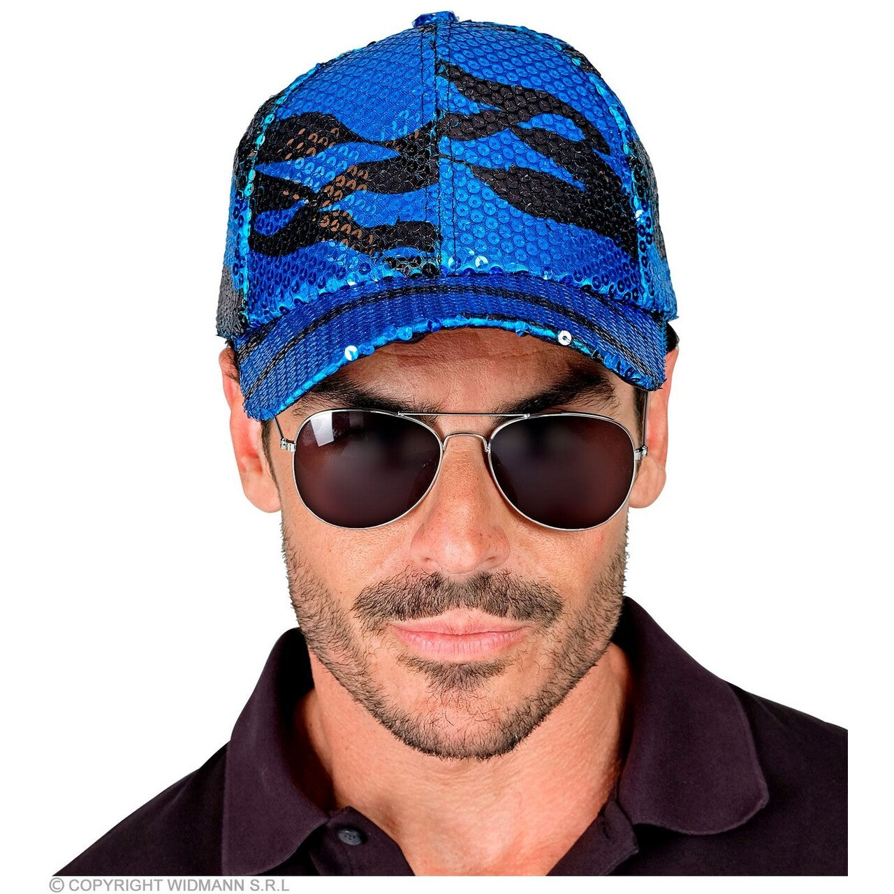 Op deze afbeelding zie je een Accessoires, van het merk Widmann. Pailletten Pet Blauwe Golven