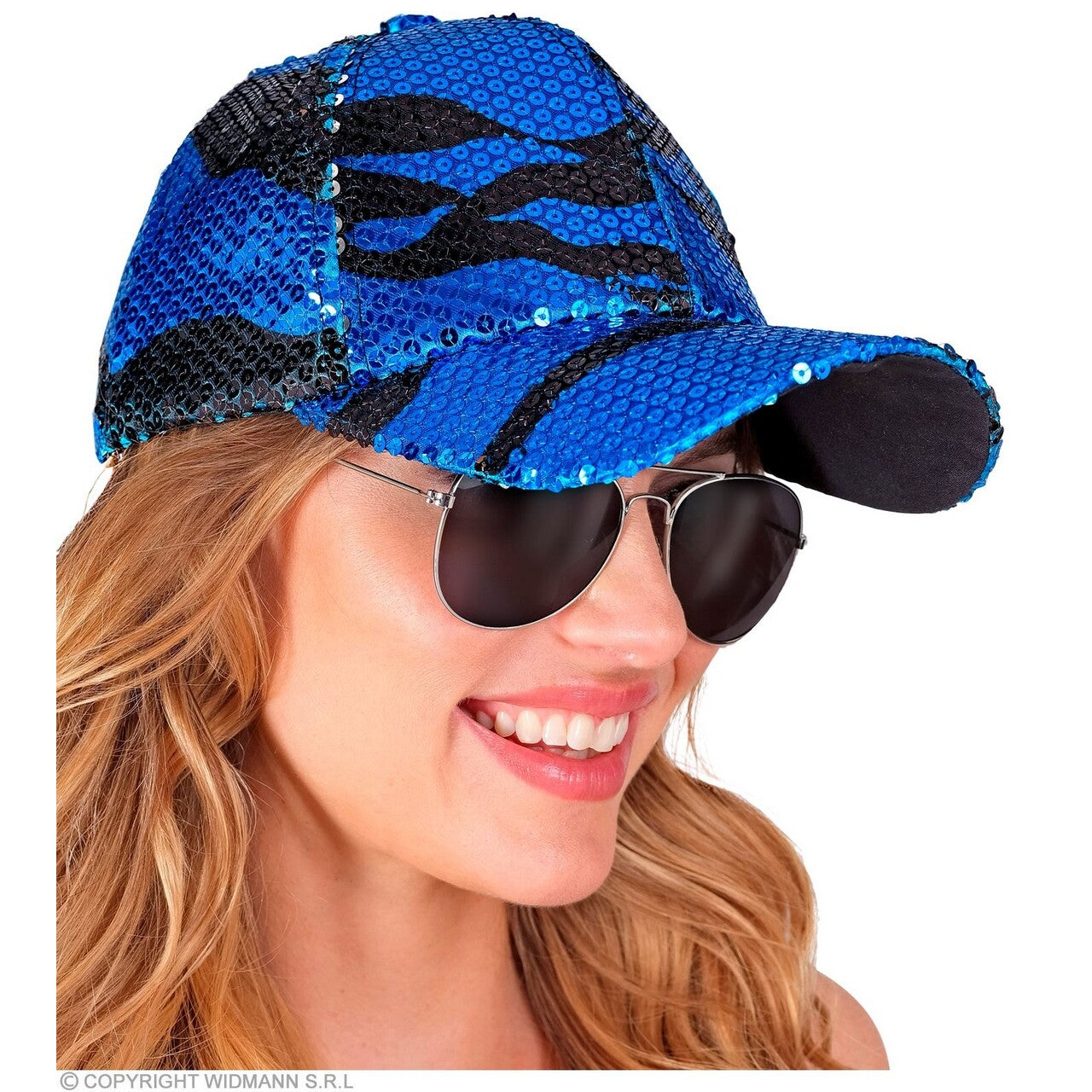 Op deze afbeelding zie je een Accessoires, van het merk Widmann. Pailletten Pet Blauwe Golven