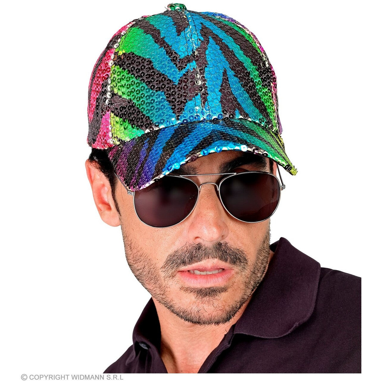 Op deze afbeelding zie je een Accessoires, van het merk Widmann. Pailletten Pet Regenboog Tijger