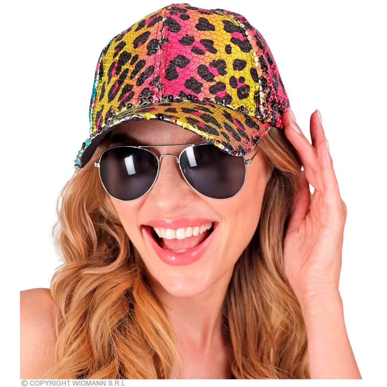 Op deze afbeelding zie je een Accessoires, van het merk Widmann. Pailletten Pet Regenboog Safari