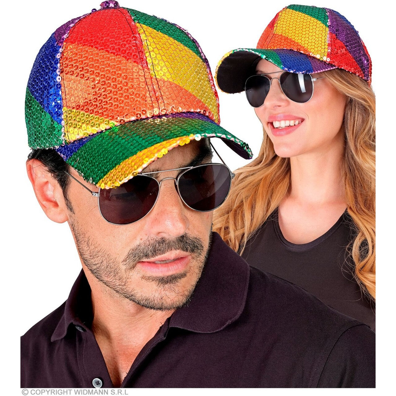 Op deze afbeelding zie je een Accessoires, van het merk Widmann. Pailletten Pet Regenboog