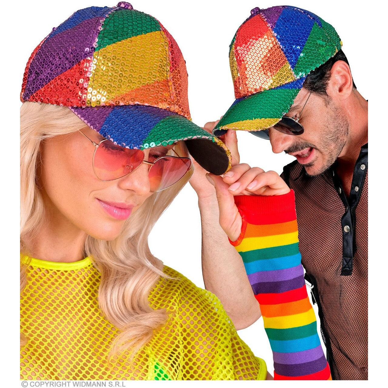 Op deze afbeelding zie je een Accessoires, van het merk Widmann. Pailletten Pet Regenboog