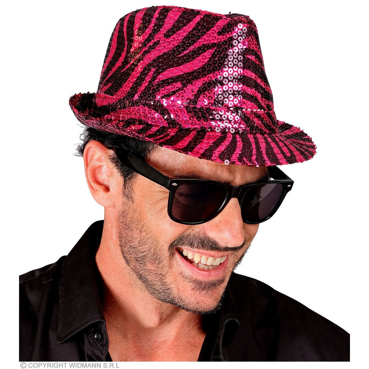 Op deze afbeelding zie je een Accessoires, van het merk Widmann. Pailletten Gangster Hoed Roze Tijger