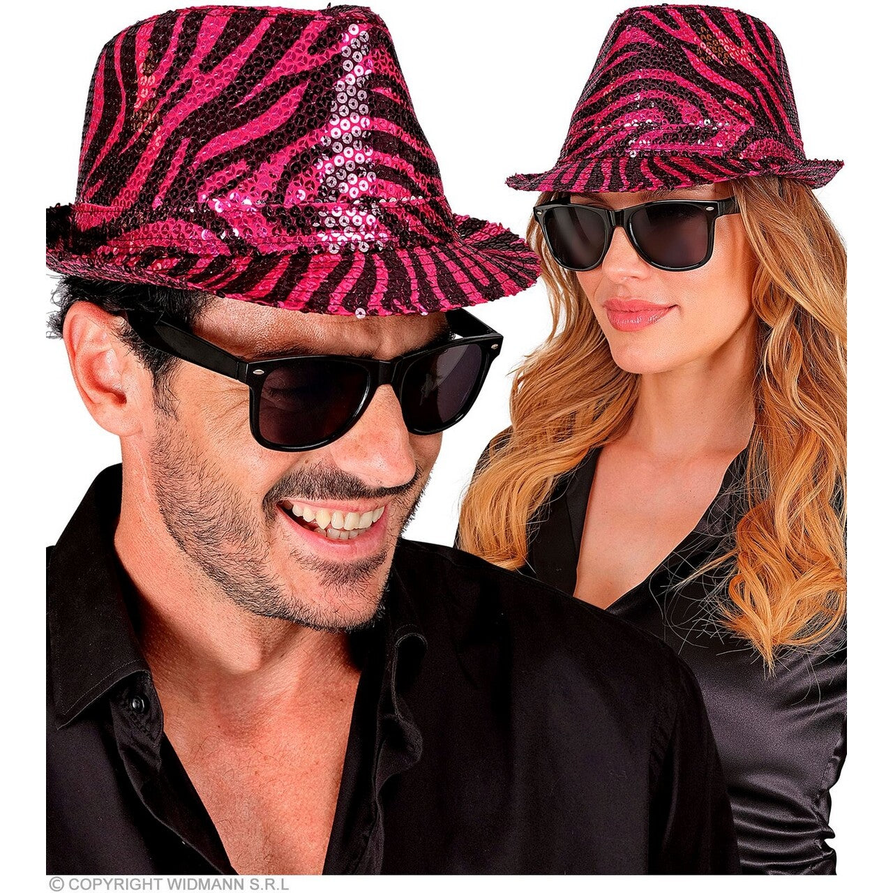 Op deze afbeelding zie je een Accessoires, van het merk Widmann. Pailletten Gangster Hoed Roze Tijger