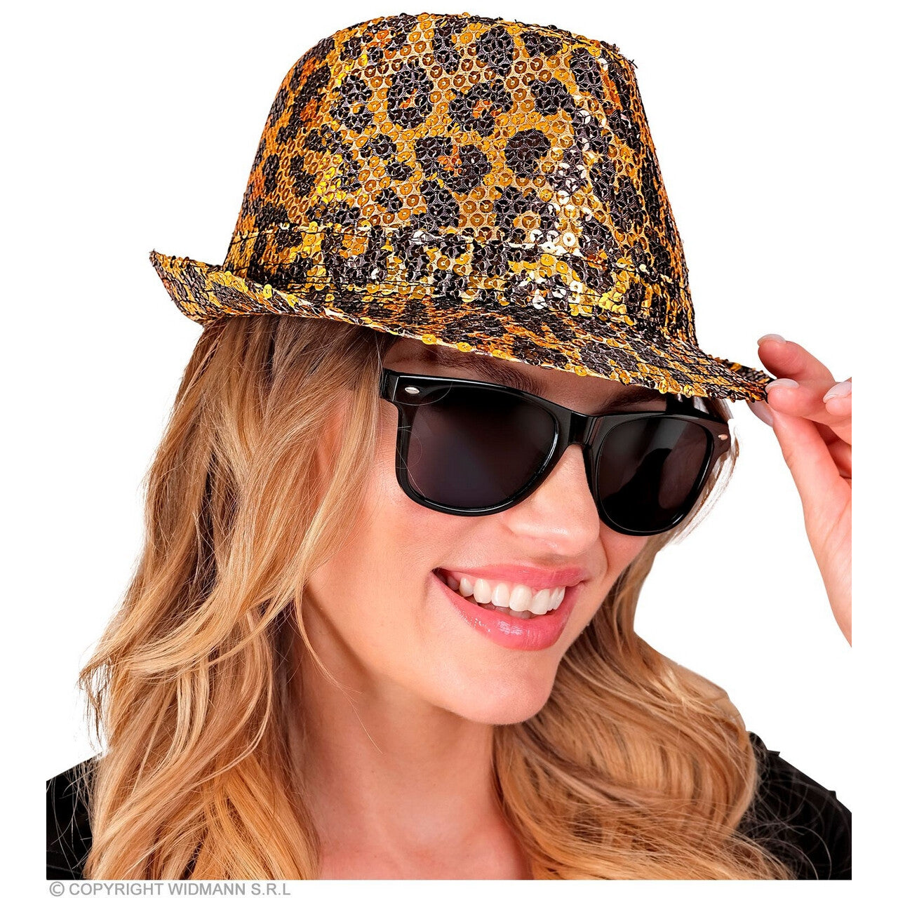 Op deze afbeelding zie je een Accessoires, van het merk Widmann. Pailletten Gangster Hoed Pooier