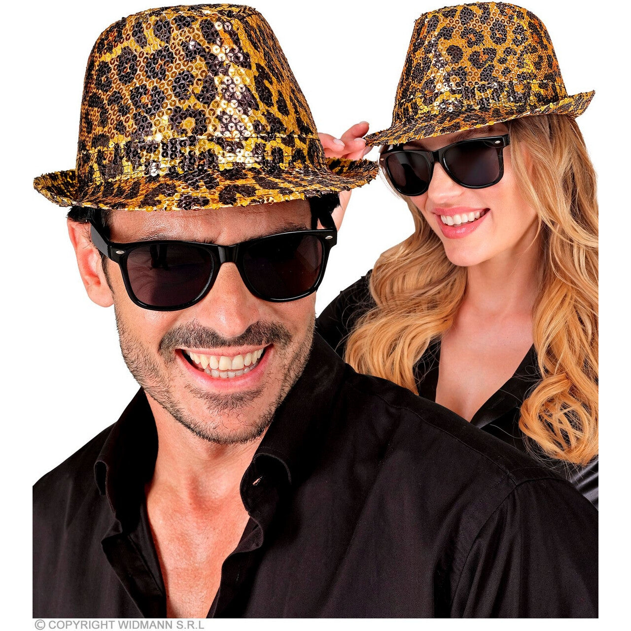 Op deze afbeelding zie je een Accessoires, van het merk Widmann. Pailletten Gangster Hoed Pooier