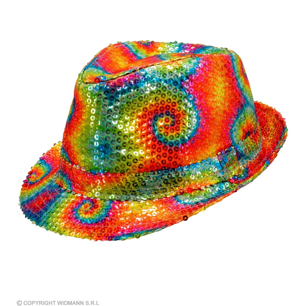 Op deze afbeelding zie je een Accessoires, van het merk Widmann. Pailletten Gangster Hoed Tie Dye
