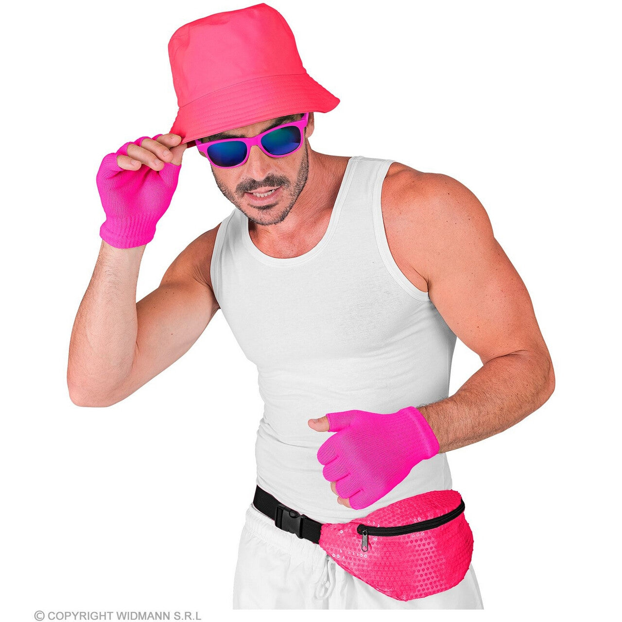Op deze afbeelding zie je een Accessoires, van het merk Widmann. Pailletten Heuptas Neon Roze