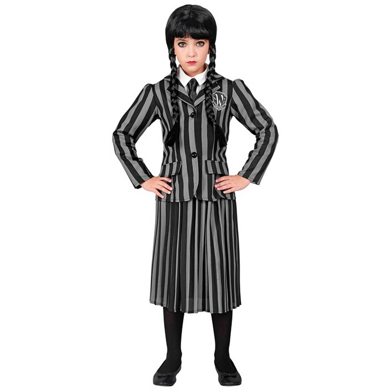 Op deze afbeelding zie je een Kostuums, van het merk Widmann. Schooluniform Nevermore School Wednesday Kind Meisje Kostuum