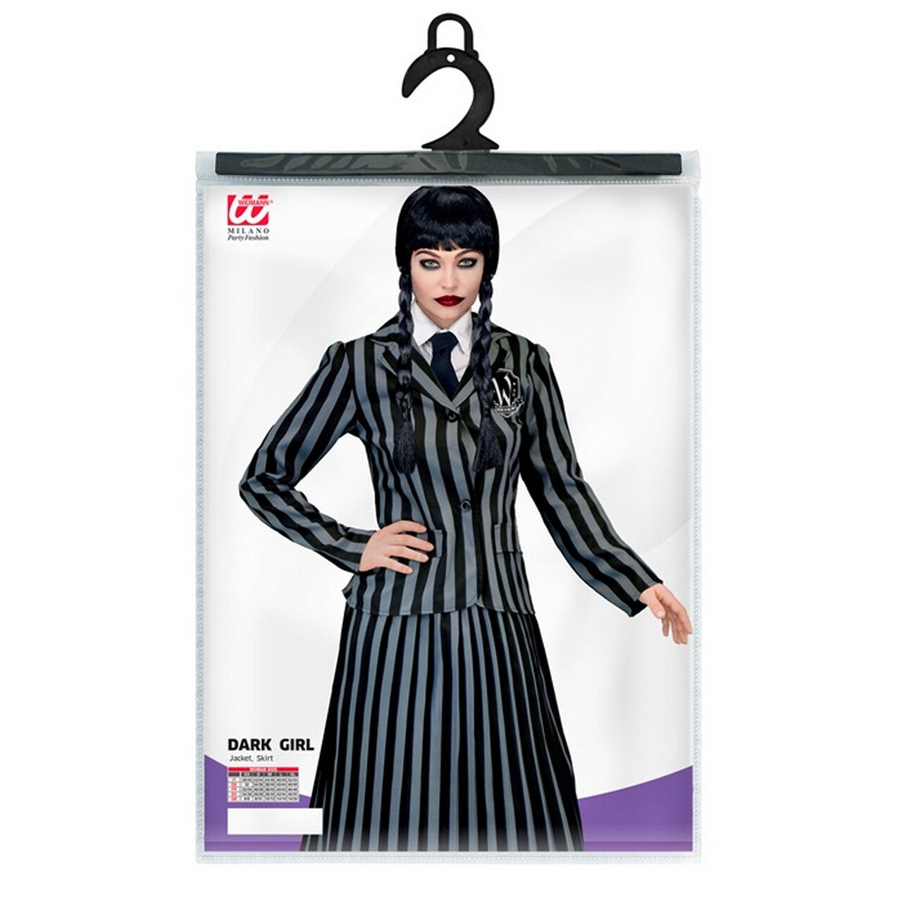 Op deze afbeelding zie je een Kostuums, van het merk Widmann. Schooluniform Wednesday Nevermore Academy Vrouw Kostuum
