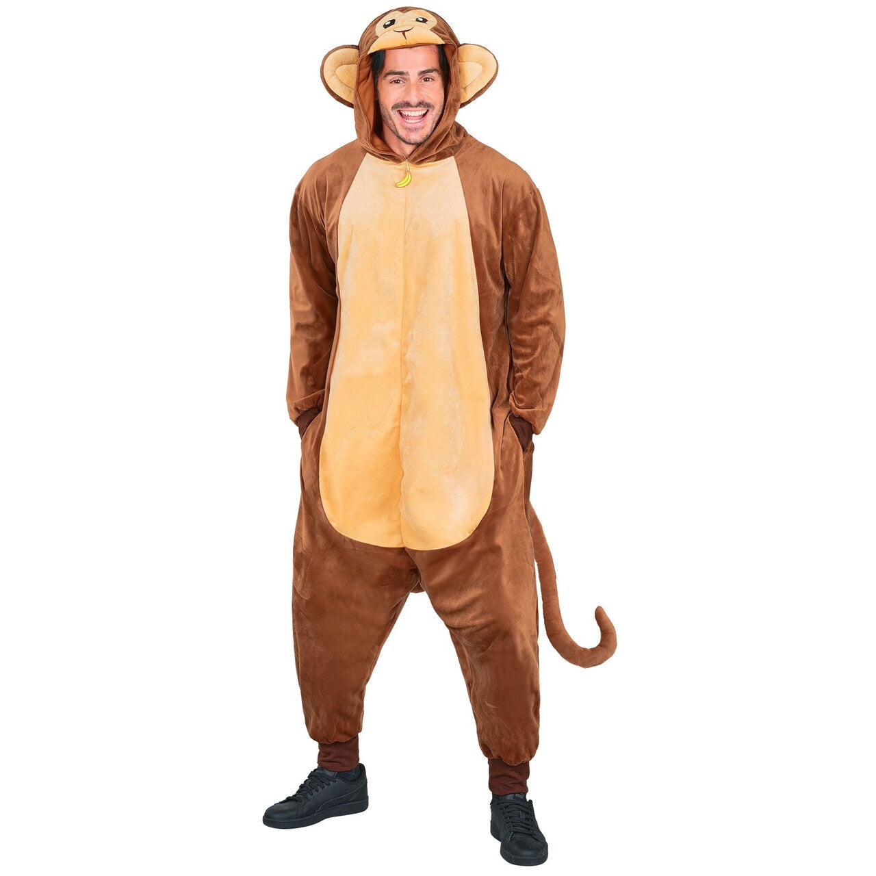 Op deze afbeelding zie je een Kostuums, van het merk Widmann. Super Comfort Onesie Aap Kostuum