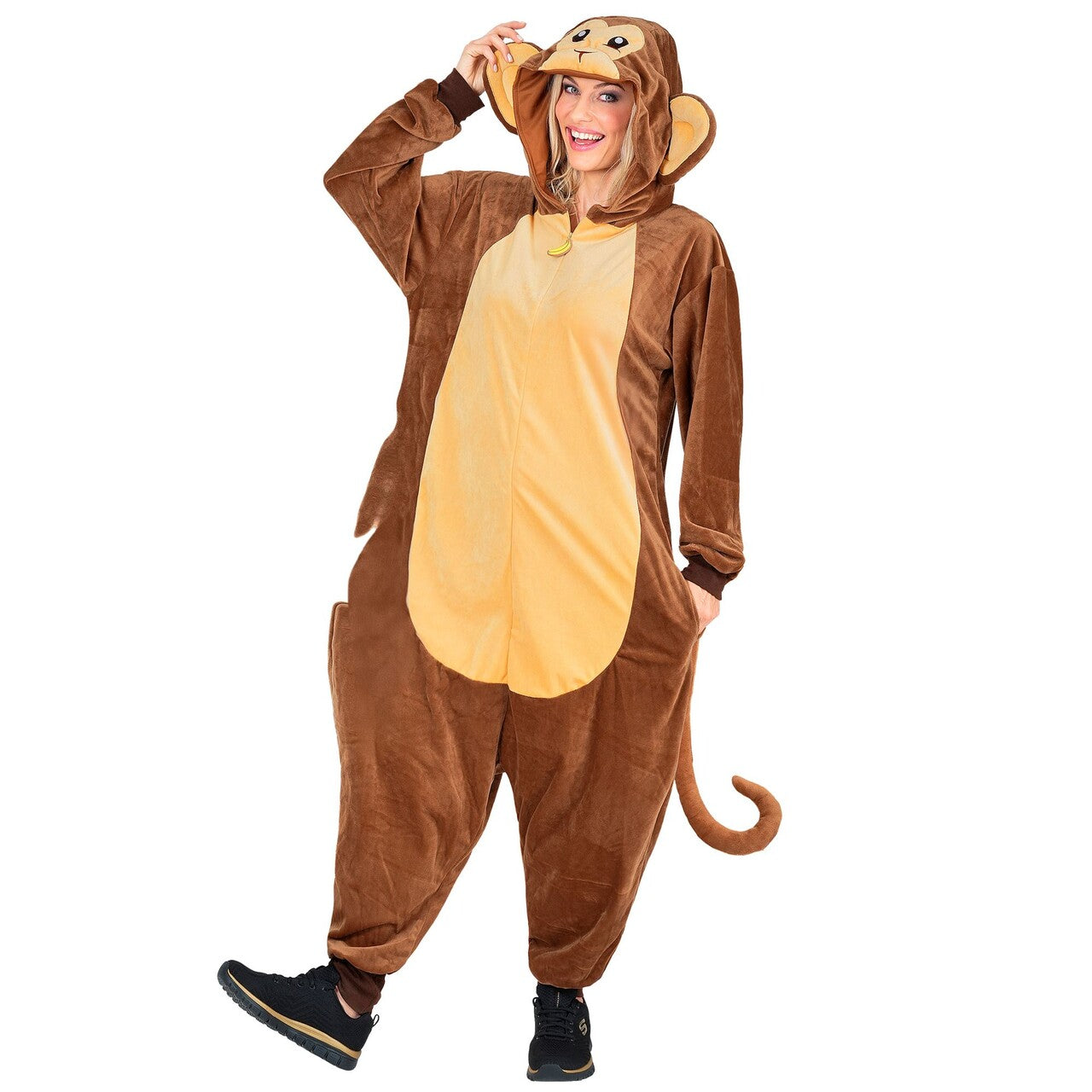 Op deze afbeelding zie je een Kostuums, van het merk Widmann. Super Comfort Onesie Aap Kostuum