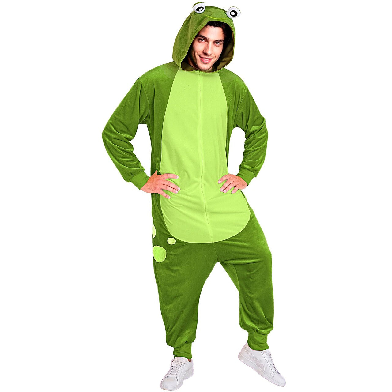 Op deze afbeelding zie je een Kostuums, van het merk Widmann. Froggie De Kikker Onesie Kostuum