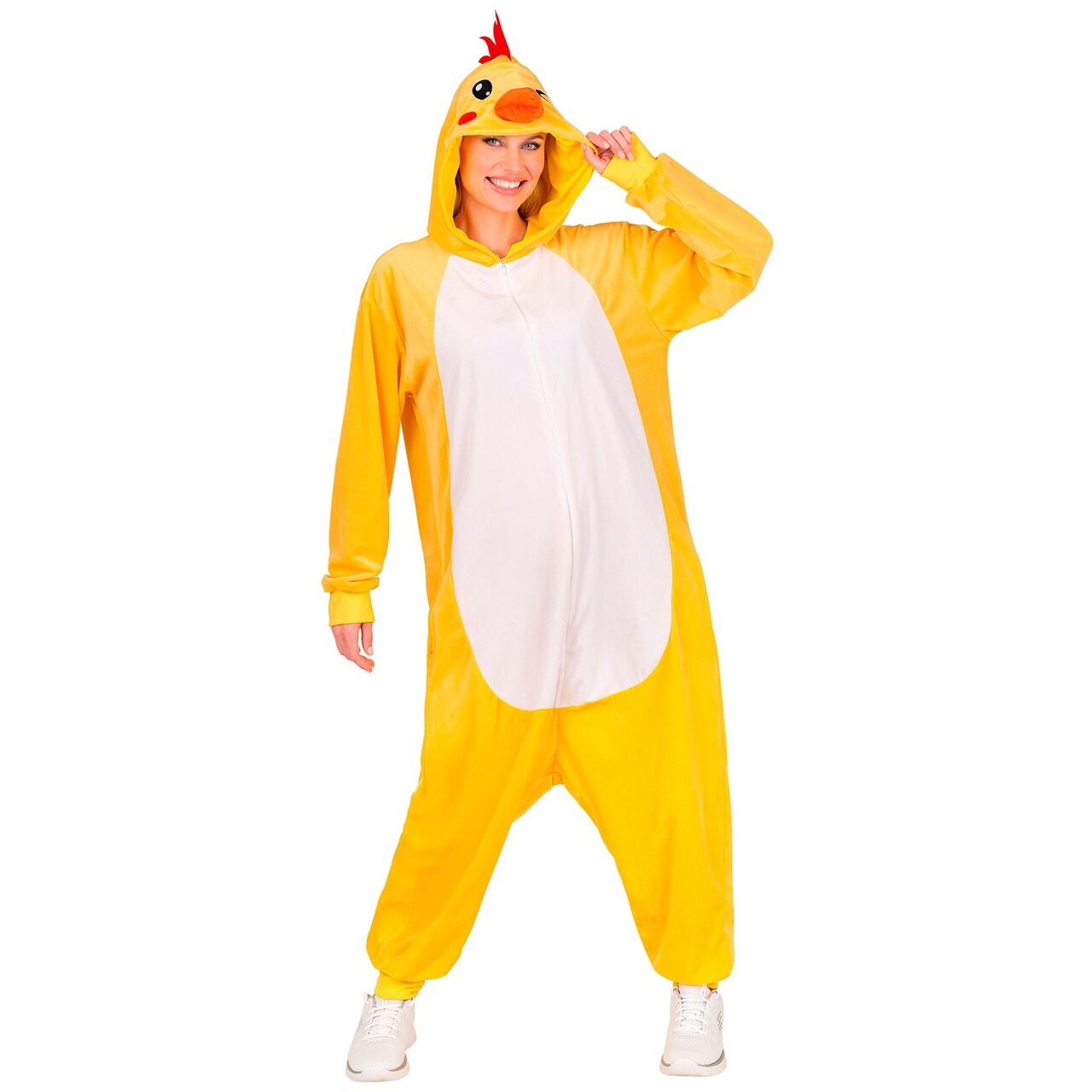Op deze afbeelding zie je een Kostuums, van het merk Widmann. Geel Kuiken Onesie Kostuum