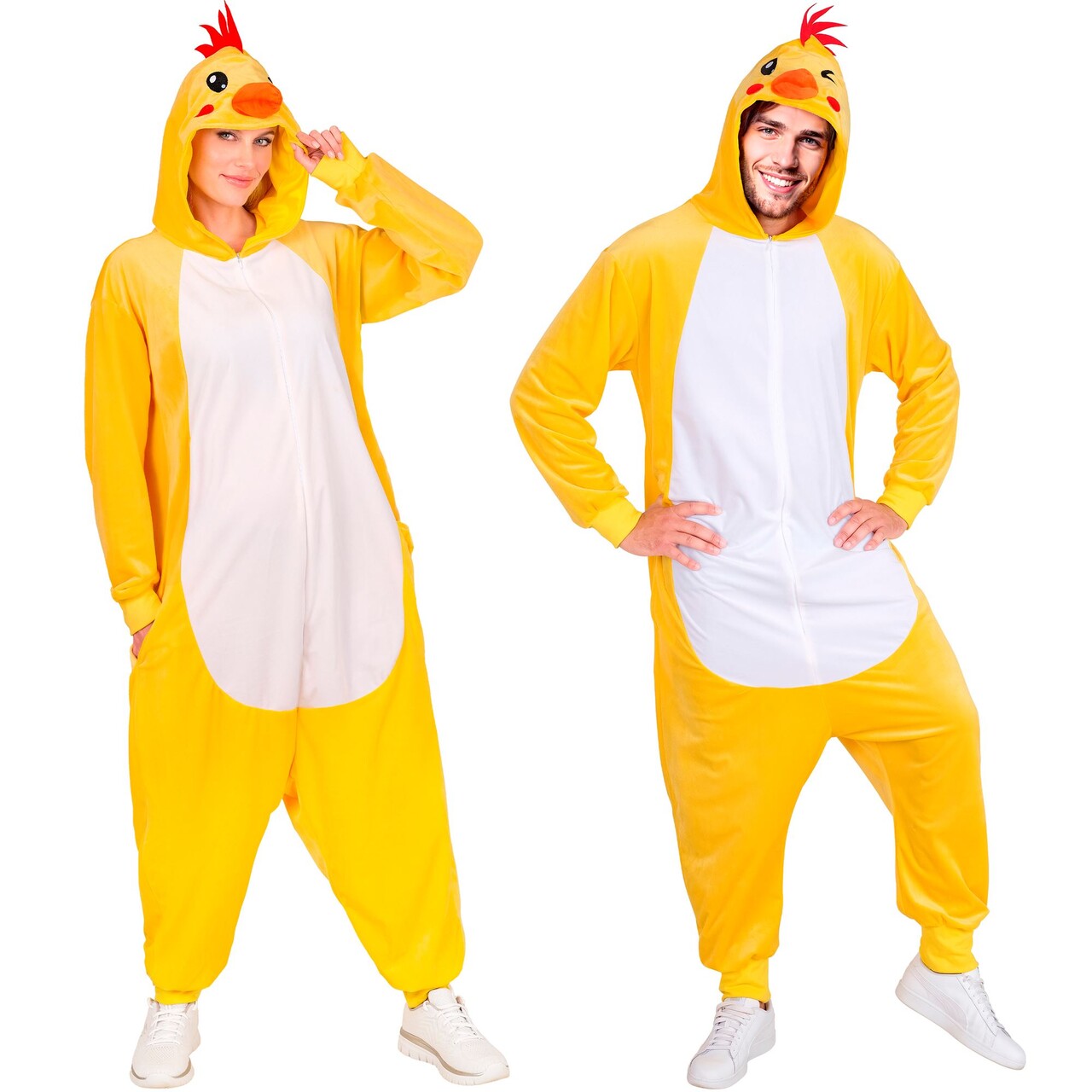 Op deze afbeelding zie je een Kostuums, van het merk Widmann. Geel Kuiken Onesie Kostuum