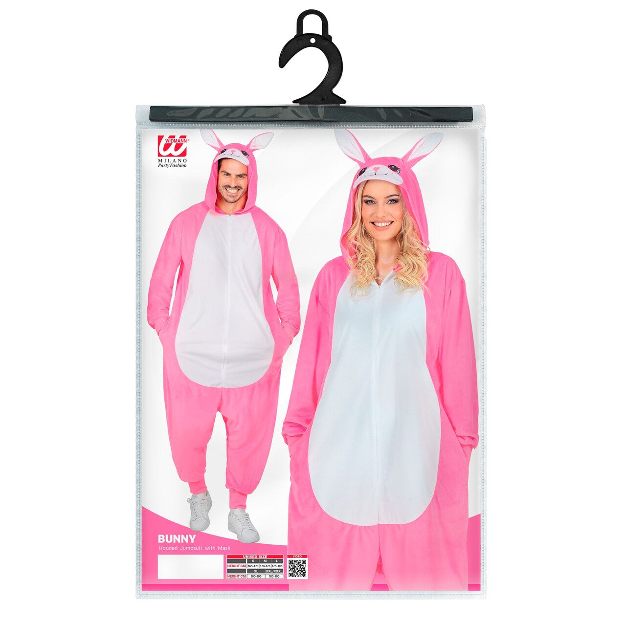 Op deze afbeelding zie je een Kostuums, van het merk Widmann. Roze Paaskonijn Onesie Kostuum