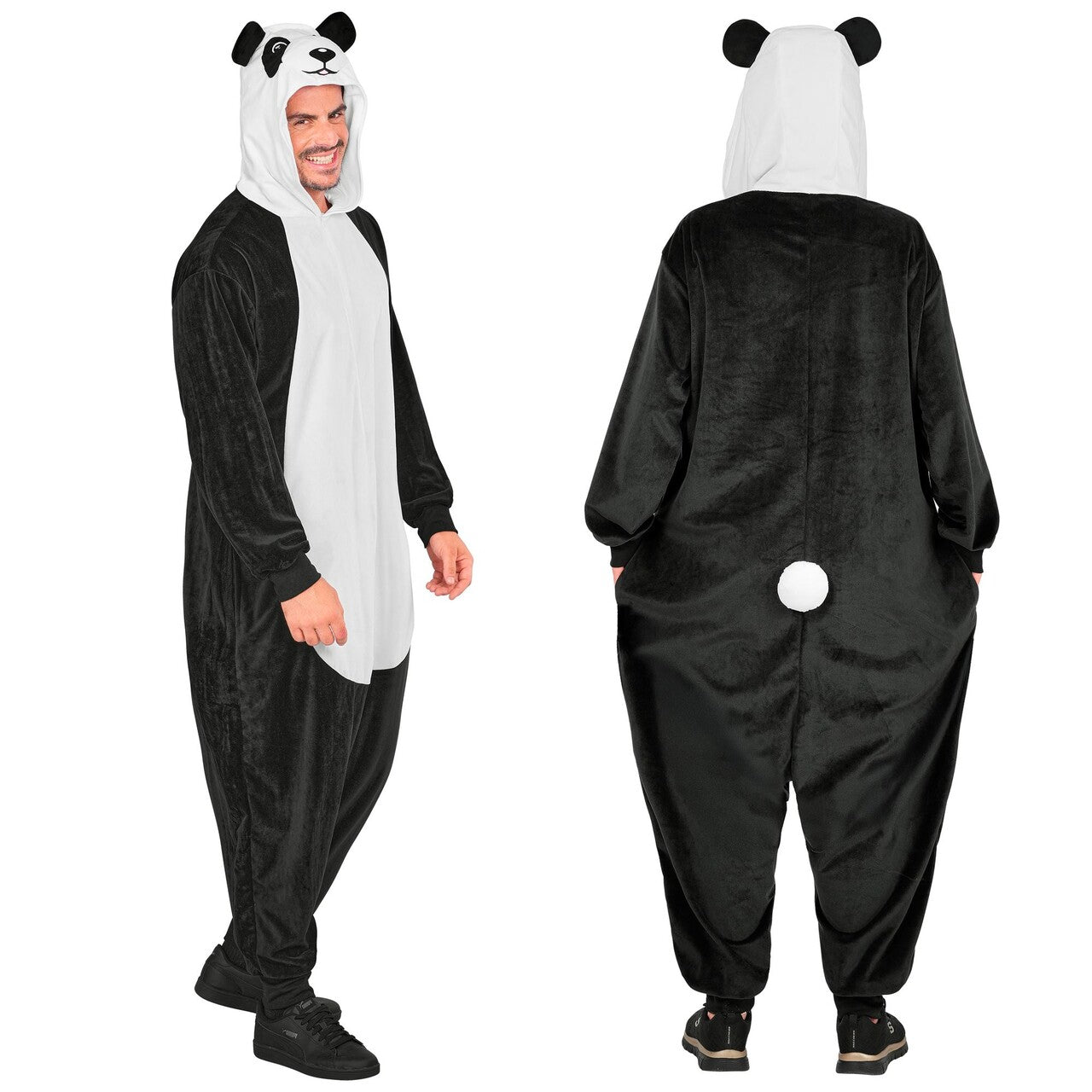 Op deze afbeelding zie je een Kostuums, van het merk Widmann. Knullige Panda Onesie Kostuum