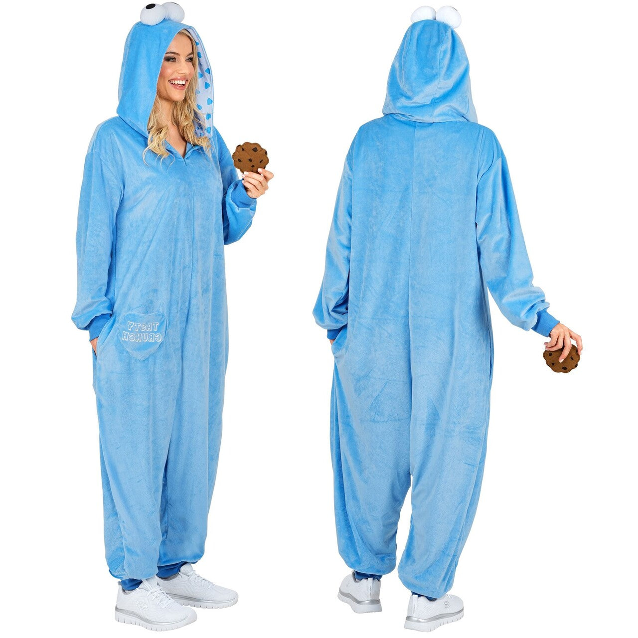 Op deze afbeelding zie je een Kostuums, van het merk Widmann. Dol Op Koekies Monster Blauw Onesie Kostuum