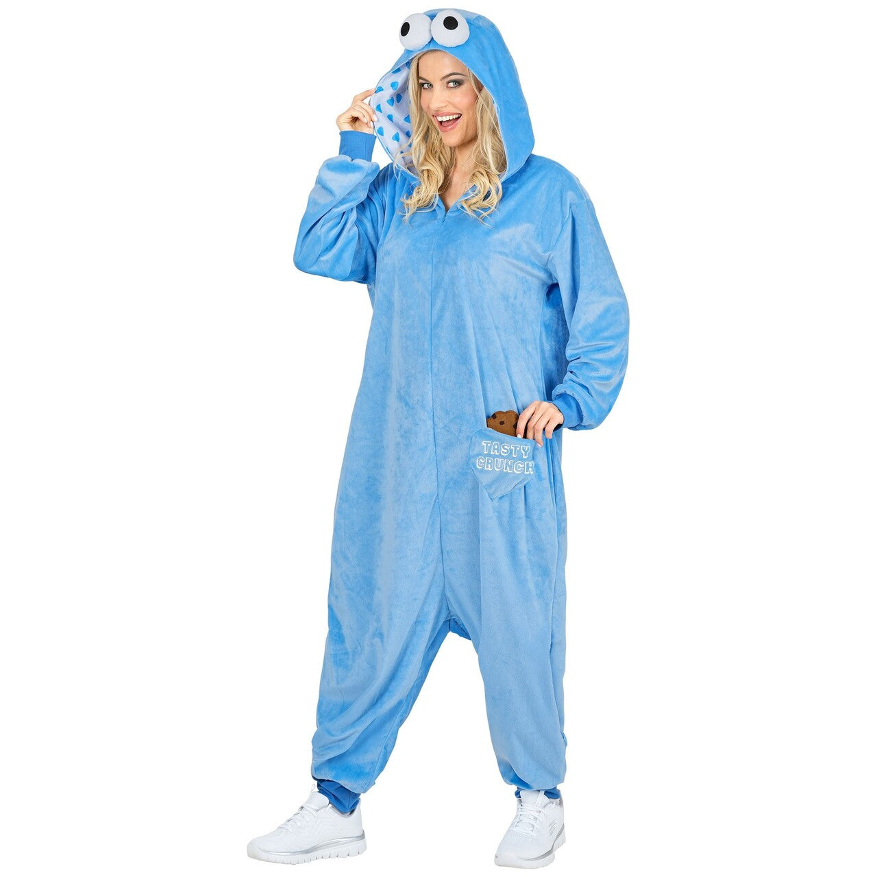 Op deze afbeelding zie je een Kostuums, van het merk Widmann. Dol Op Koekies Monster Blauw Onesie Kostuum